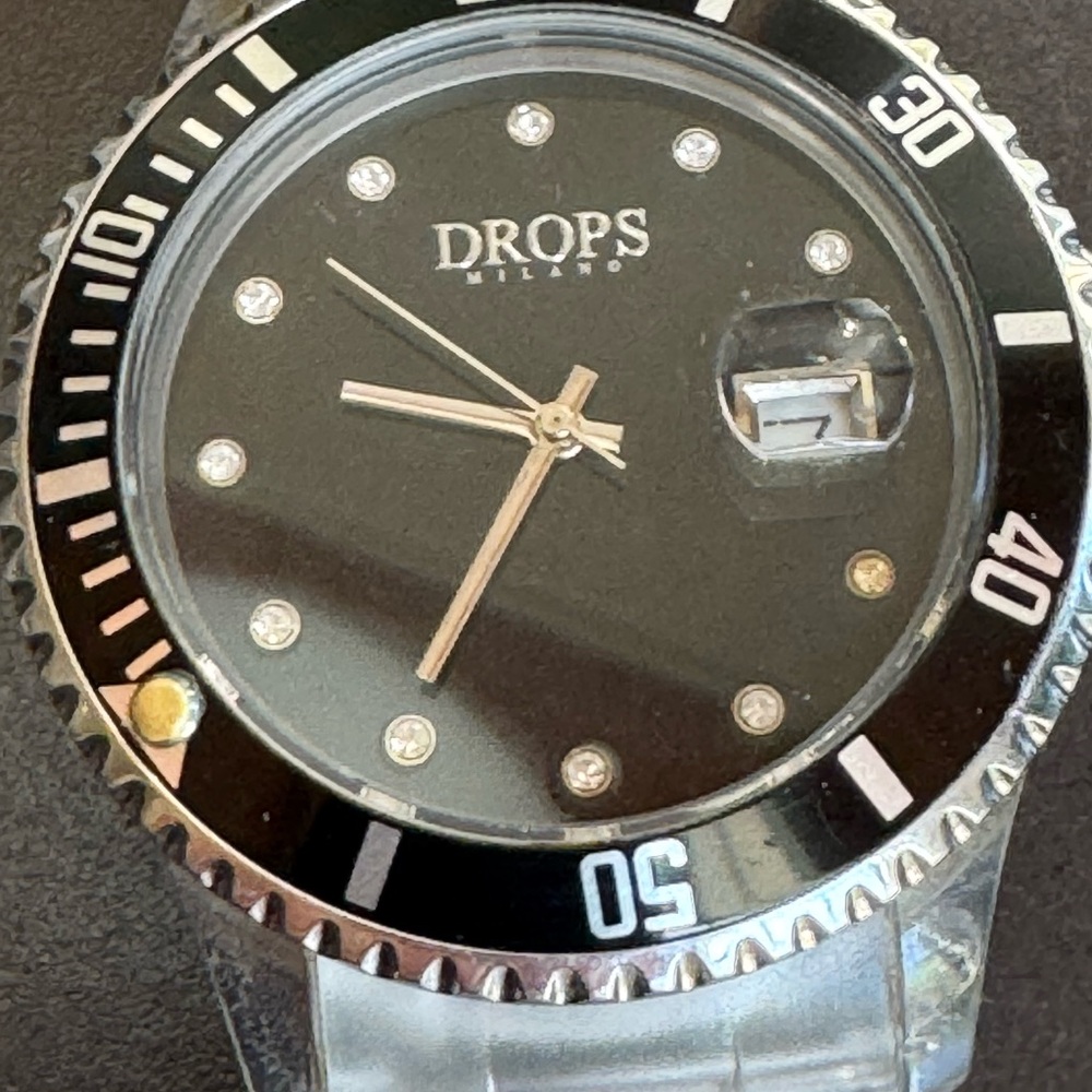 Drops Milano Black and Silver Watch